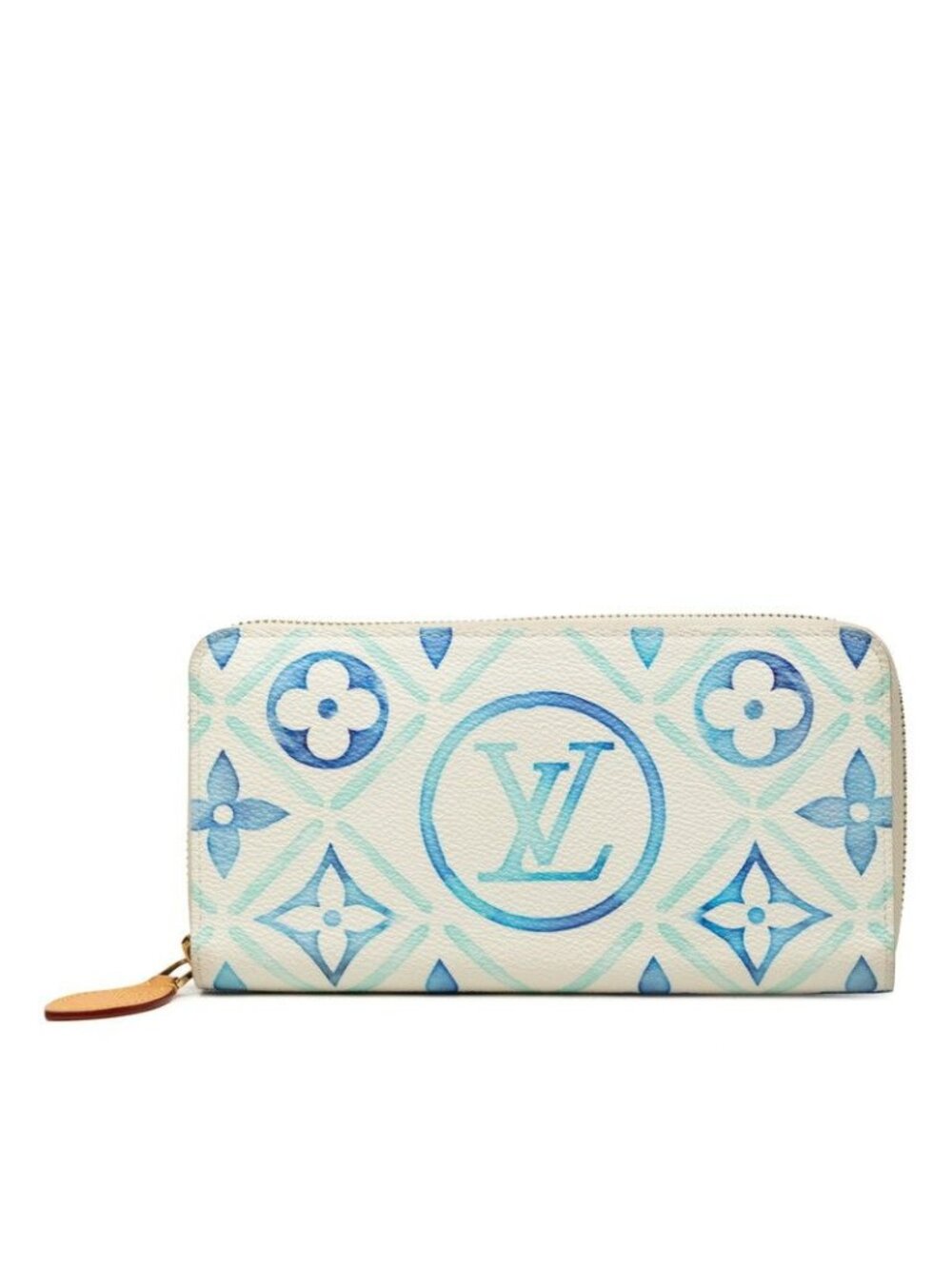 Louis Vuitton Monogram Tile Zippy Wallet by the Pool Lagoon Blue White Leather